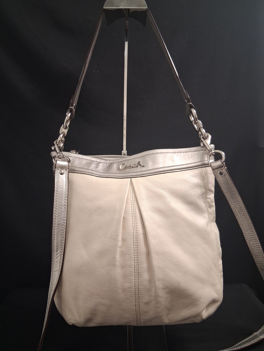 Coach Ashley  Cream Leather Boho Silver Straps & Accents Shoulder/Crossbody Bag